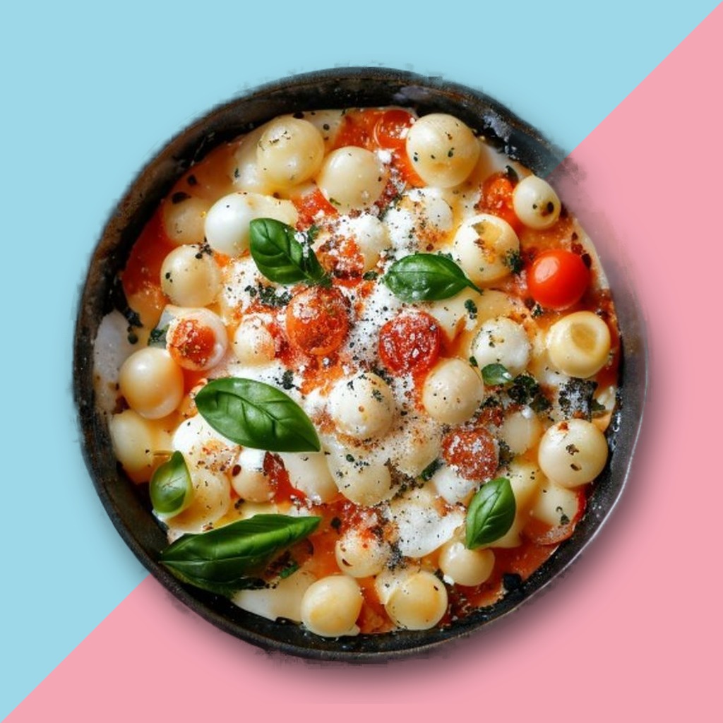 Concept visuel de gnocchi à la tomate et au basilic